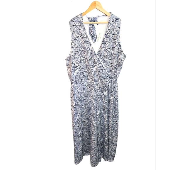 Cleo Jumpsuit Romper Paisley Halter Wide Leg Wrap Chest Clasp Tie Blue White Lg - Picture 1 of 11